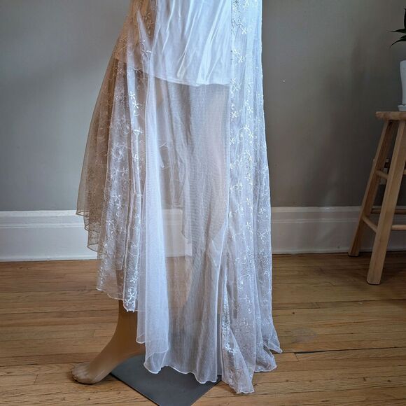 NWT Vintage 90s Y2K Masquerade White Prom Gown Silver Glitter Fairycore Bridal - Picture 12 of 15